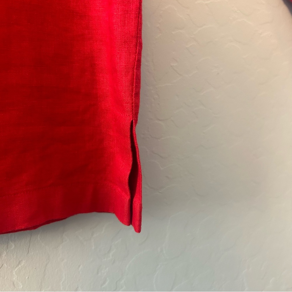 Lauren Ralph Lauren petite red linen long sleeve button down blouse size medium - Picture 11 of 16